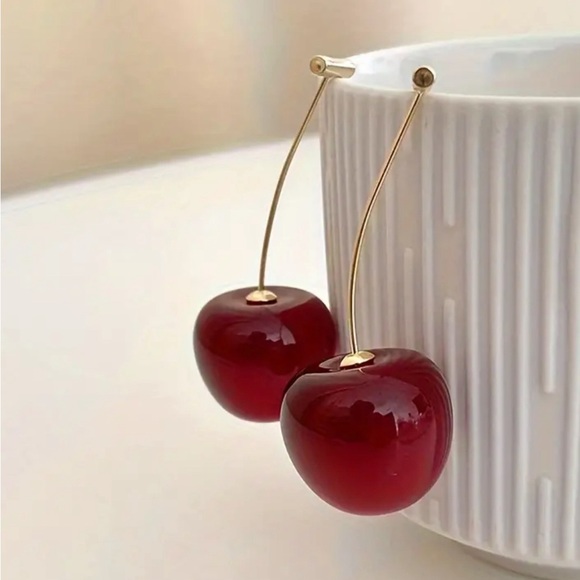 Red Cherry Earrings - Picture 1 of 5
